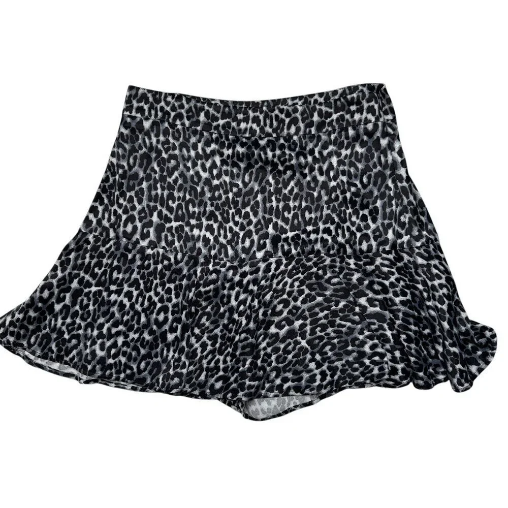 Zara Leopard Print Mini Skort Black/Navy Sz S NWT
